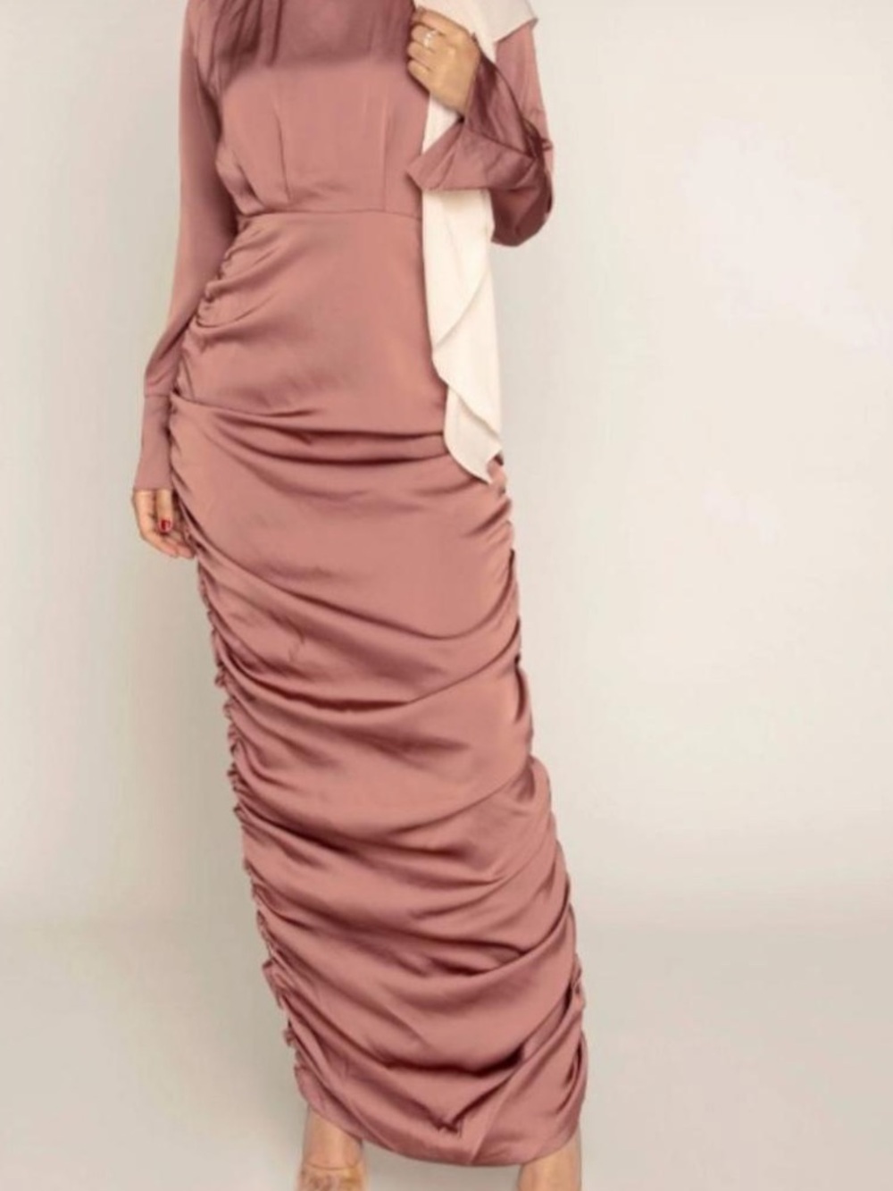 Ruched Maxi Dress in Dusty Rose
